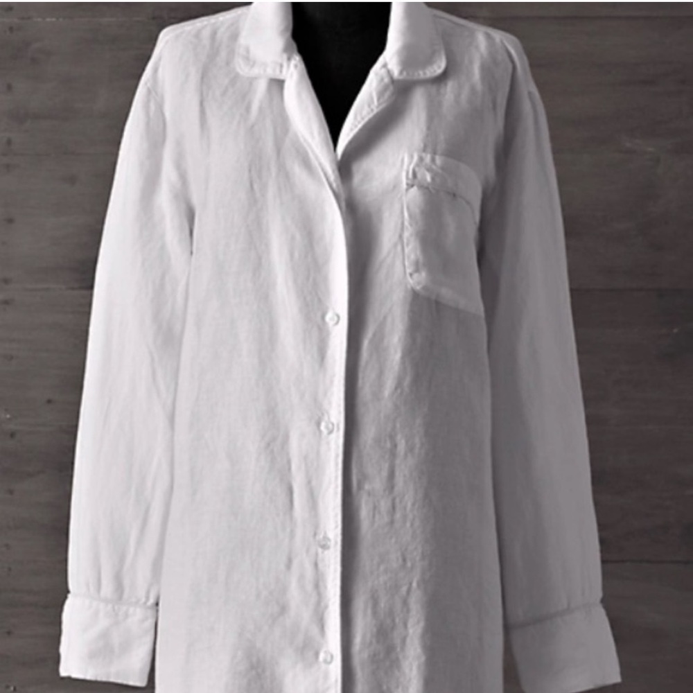 Restoration Hardware White Button-Up Sleep Shirt Blouse